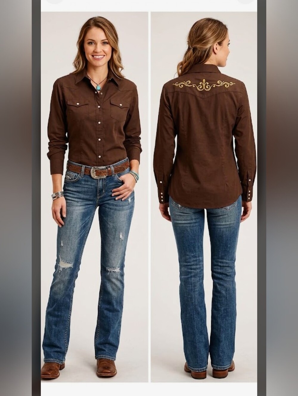 NWT Roper Womens Western Shirt L Pearl Snap Long Sleeve County Cowgirl #swtr2